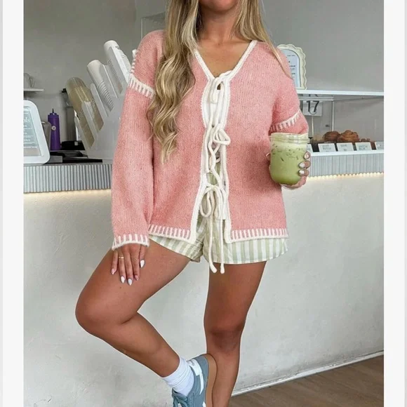 NWT PINK TIE CARDIGAN-S - Picture 11 of 13